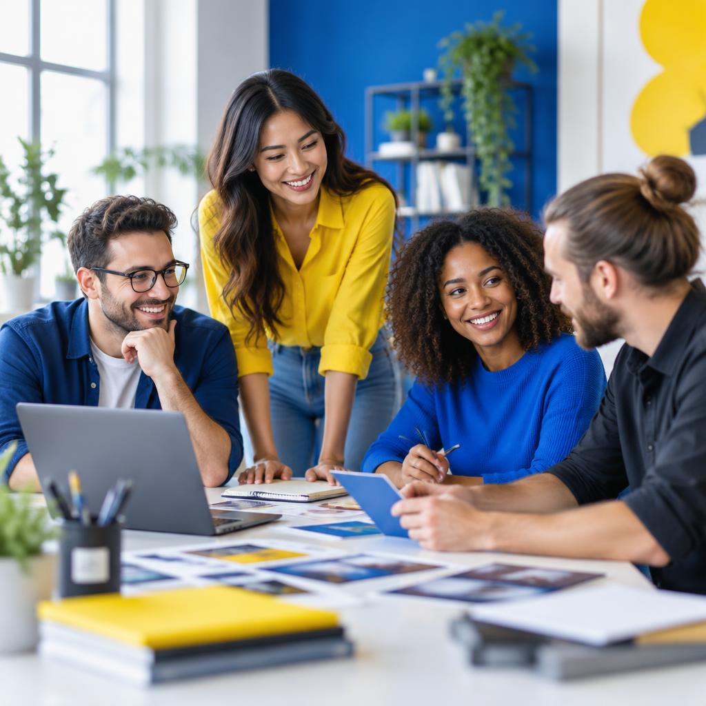 Creative team collaborating in a modern workplace